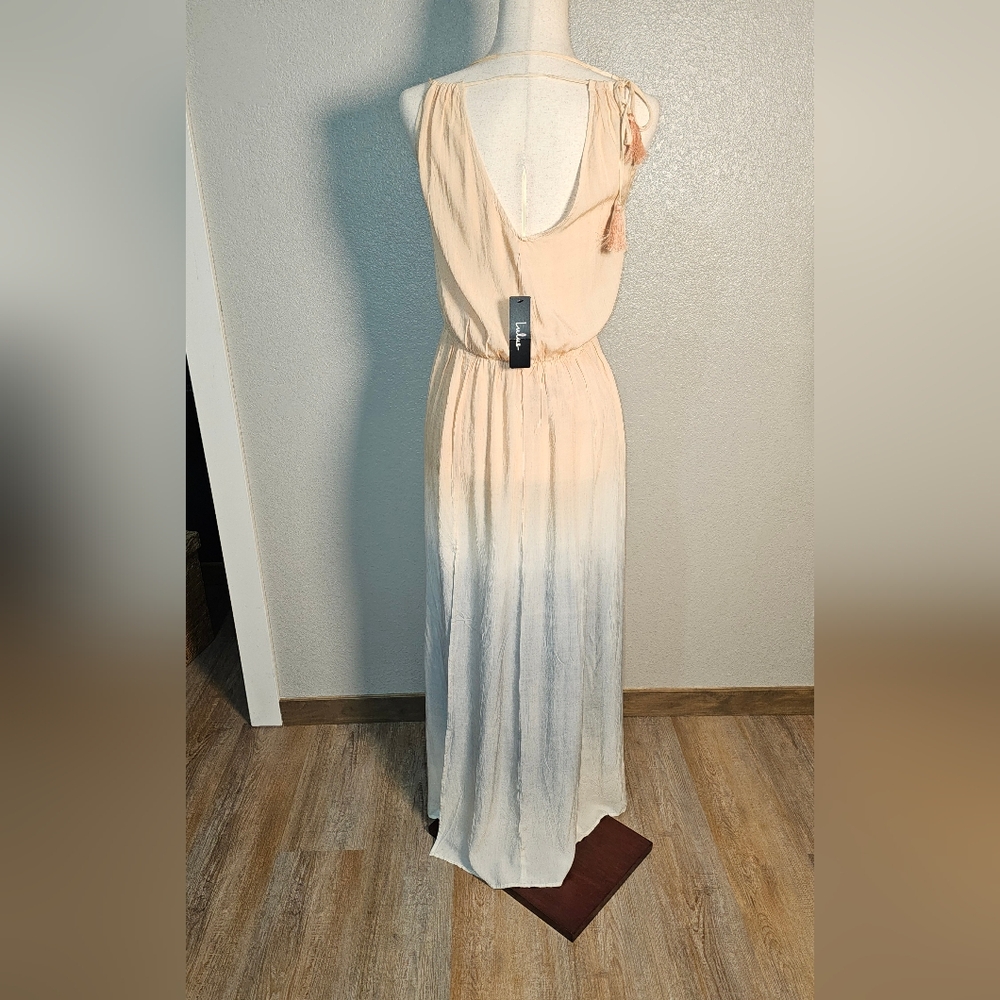 NWT Lulus Summer Light Ombre Summer Dress Peach Grey White Size Sm Adjustable - Picture 5 of 11
